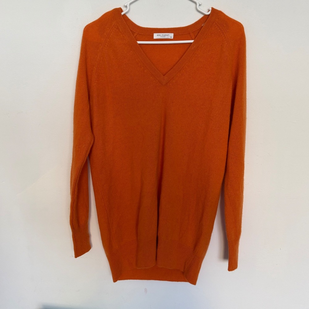 EQUIPMENT Femme‎ Orange 100% Cashmere V Neck Sweater XS